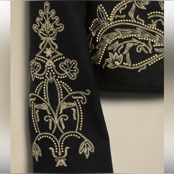 Banana Republic Jadia Embroidered Wool Cropped Jacket - Size 10 - Picture 4 of 15